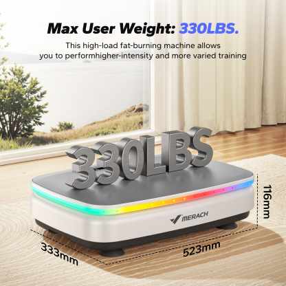 MERACH Vibration Plate Exercise Machine with Light, Bluetooth, Whole Body Workout Power Vibrate Fitness Platform Vibration Plate for Lymphatic Drainage,Motor Speed Control