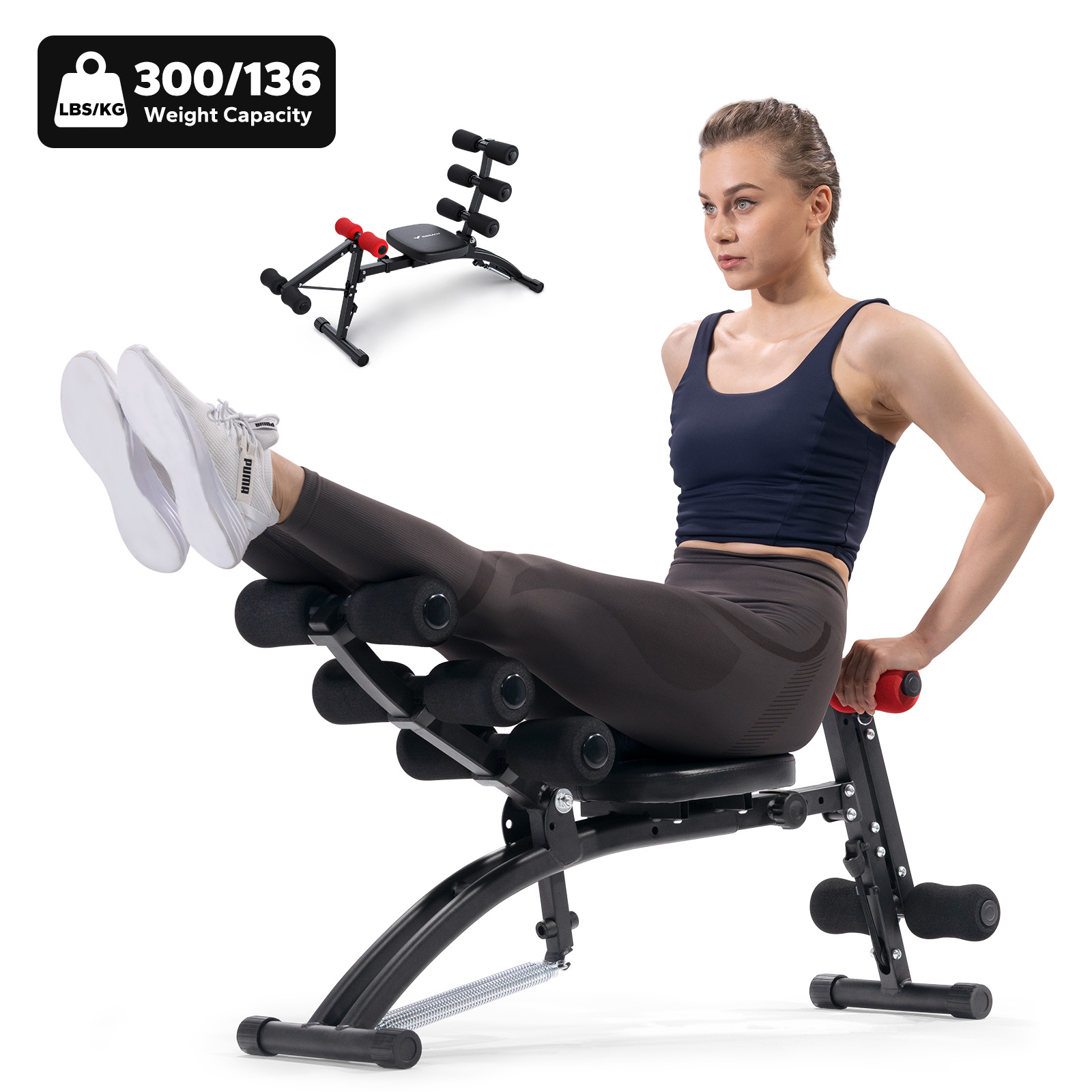 MERACH Ab Machine, Stomach Workout Equipment with Adjustable Length, Abdominal Workout Bench with Ergonomic Design