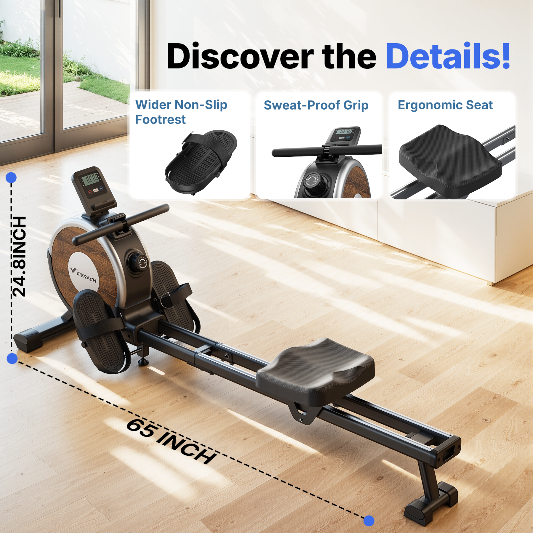 Q1S Manual Resistance Rower-Black