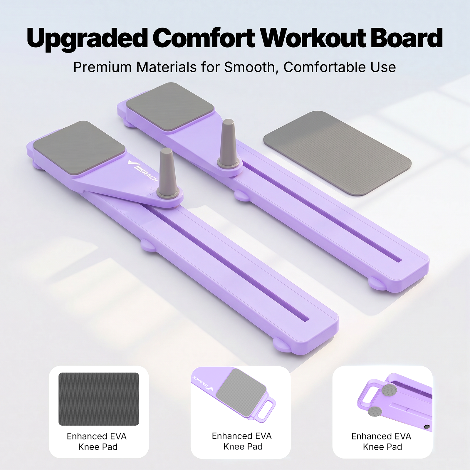 MERACH Pilates Board with Timer, Multi-Purpose Foldable Pilates Reformer Board for Home Workout, Pilates Reformer Set with Resistance Bands for Fitness(Purple)