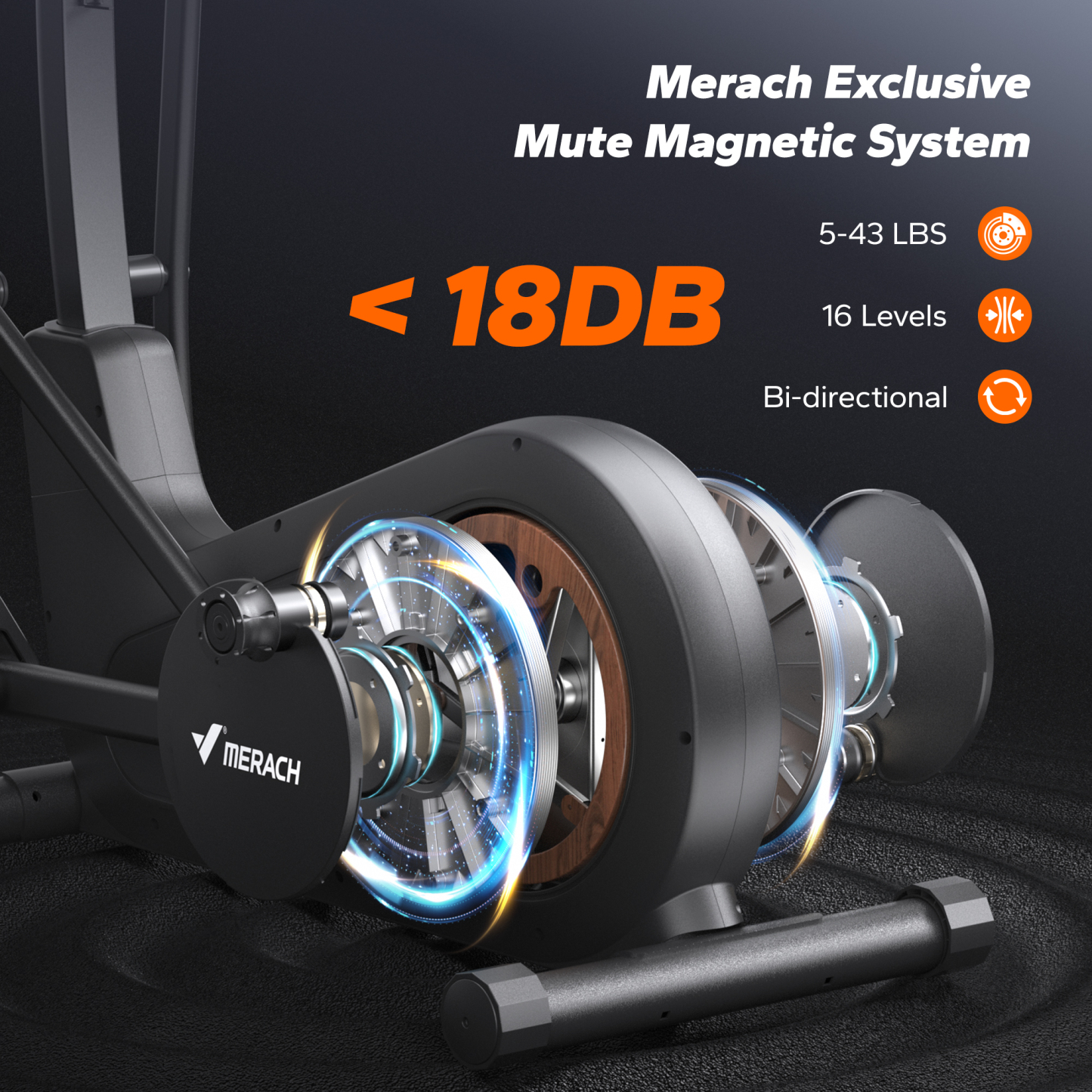 MERACH Elliptical Exercise Machine, Home Cardio Fitness Equipment with 16 Levels Hyper-Quiet Magnetic Drive, Elliptical Training Machines with 16.5IN Stride