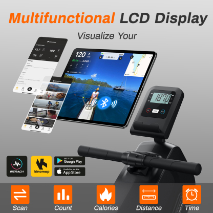 MERACH Foldable Magnetic Rowing Machine 16 Levels Resistance Quiet Rower with Bluetooth for Home Use