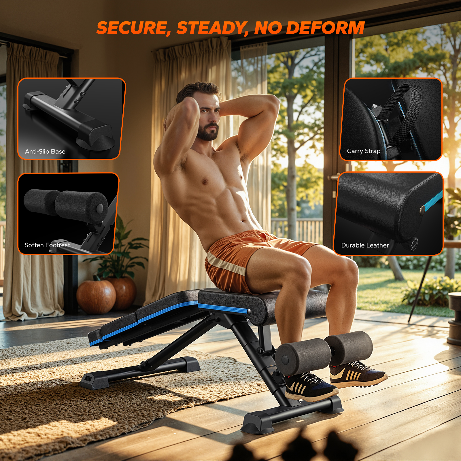 MERACH Adjustable Weight Bench with Extended Headrest, Hold up to 990 lbs, Foldable Exercise Bench for Home Gym Fitness Strength Training