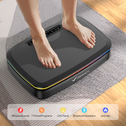 MERACH Vibration Plate Exercise Machine with Light, Bluetooth, Whole Body Workout Power Vibrate Fitness Platform Vibration Plate for Lymphatic Drainage,Motor Speed Control