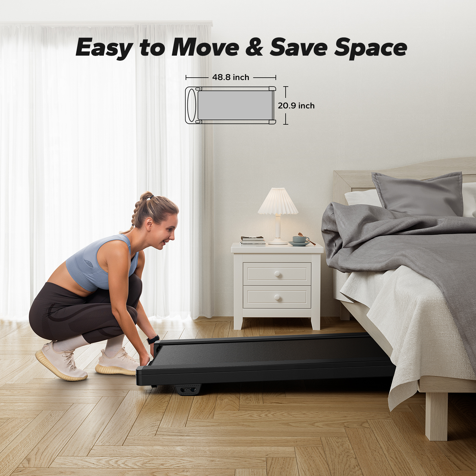 MERACH Walking Pad Treadmill with 9% Auto Incline, 2.5HP Quiet Motor, Portable Under Desk Treadmill for Home & Office, APP Integration & Magnetic Remote Control