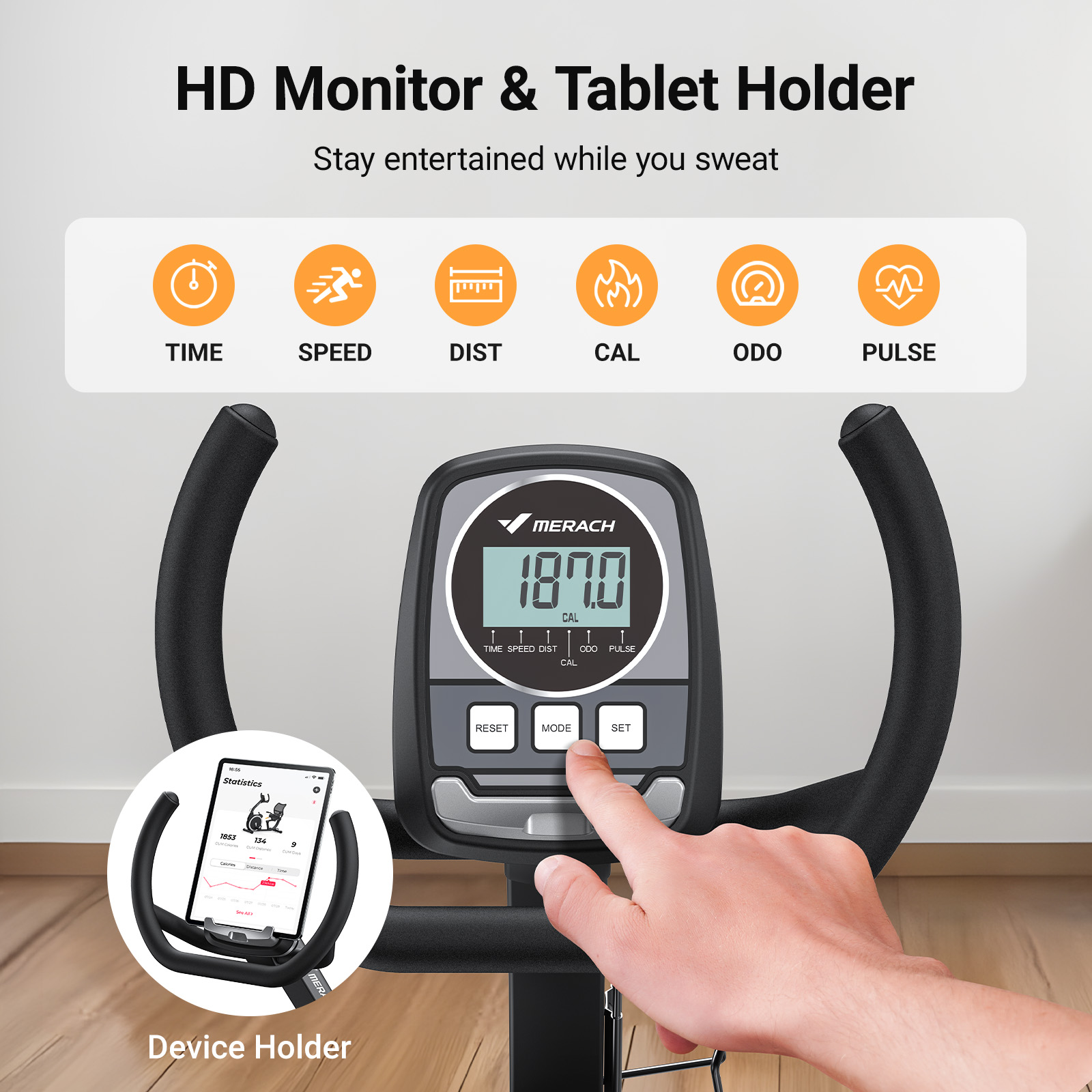 MERACH Exercise Bike, Recumbent Bike for Home Seniors Adults with Smart Bluetooth and Exclusive App, LCD, Heart Rate Handle
