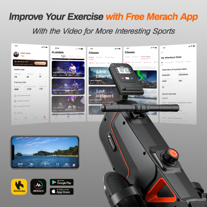 MERACH Foldable Magnetic Rowing Machine 16 Levels Resistance Quiet Rower with Bluetooth for Home Use