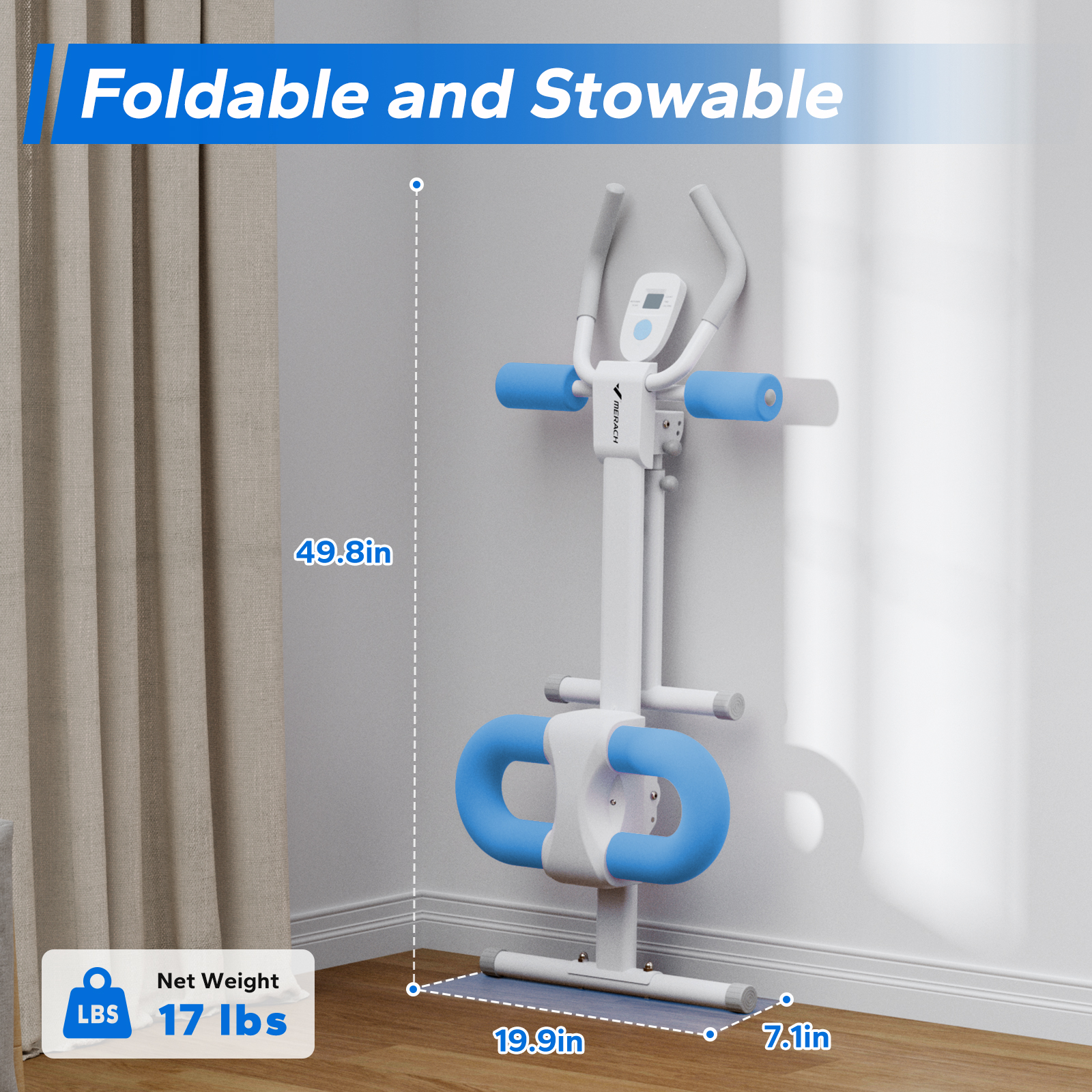 MERACH Ab Machine for Exercise, Adjustable Abdominal Workout machine for Home Gym, Foldable, Knee Protection