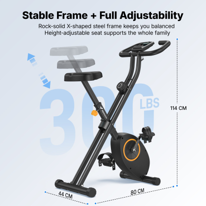 MERACH Folding Exercise Bike, Exercise Bike with LCD Display, Magnetic Fitness Bike for Home with Comfortable Seat, Space Saving, Cardio Training, Maximum Capacity 300 lbs