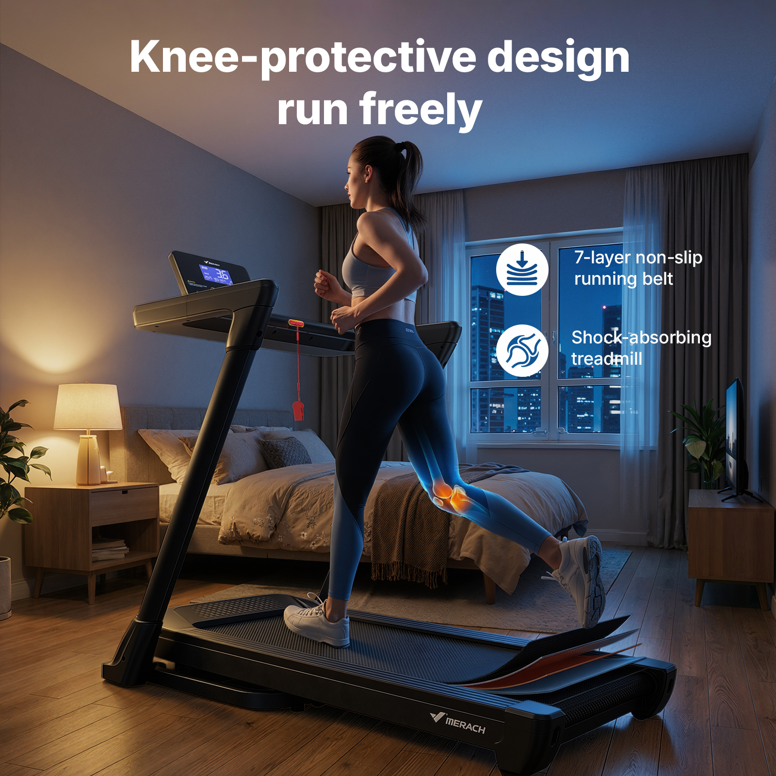 MERACH Folding Treadmill with 18% Auto Incline, 3.5HP Treadmill with Wide Belt, 350lbs Capacity, App Control