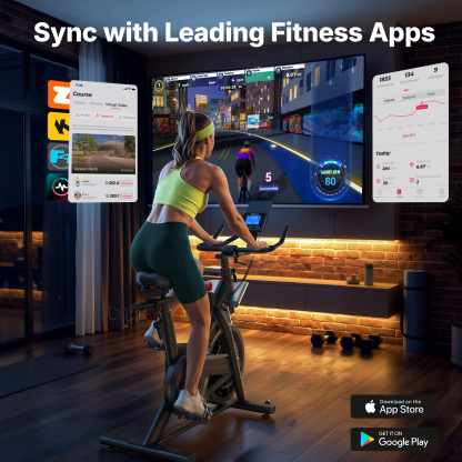 MERACH Exercise Bike with Self-Generating Power, 16-Level Electric Magnetic Resistance, 40LBS Flywheel, Bluetooth App Control, 350LBS Capacity Indoor Cycling Bike with Adjustable Seat & Handlebars