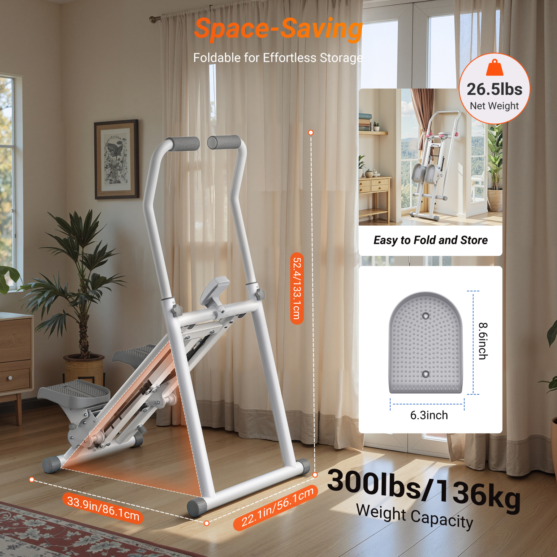 MERACH Stair Stepper Exercise Machine, 3 Levels Resistance Adjustable Climber, Compact Foldable Full-Body Workout Stepper Home Cardio Exercise Equipment