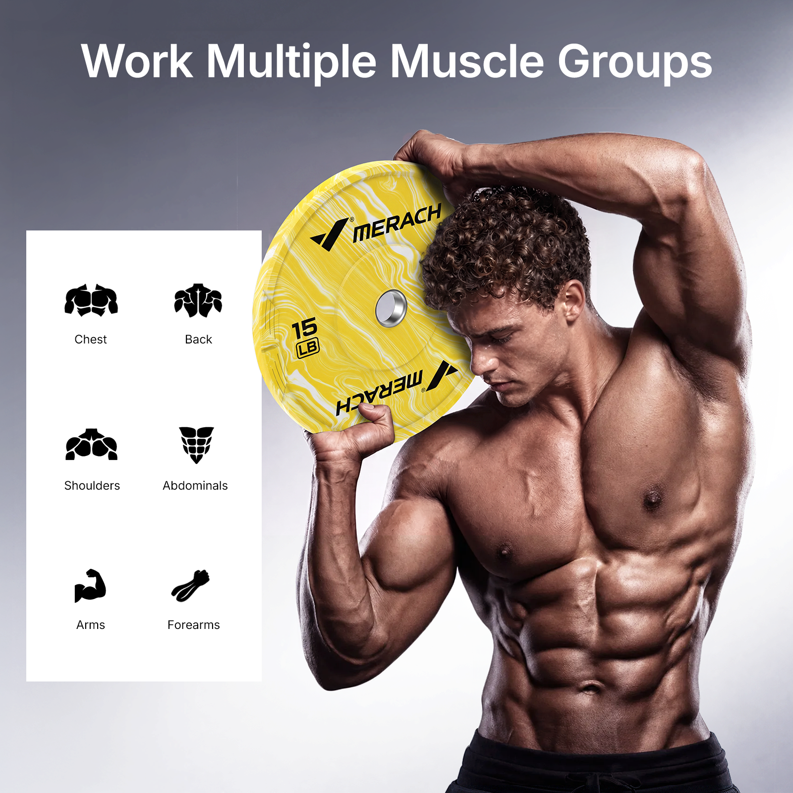MERACH 30lbs Rubber Coated Olympic Weight Plates, 2-Inch Barbell Plates for Home Gym, Pair, Yellow