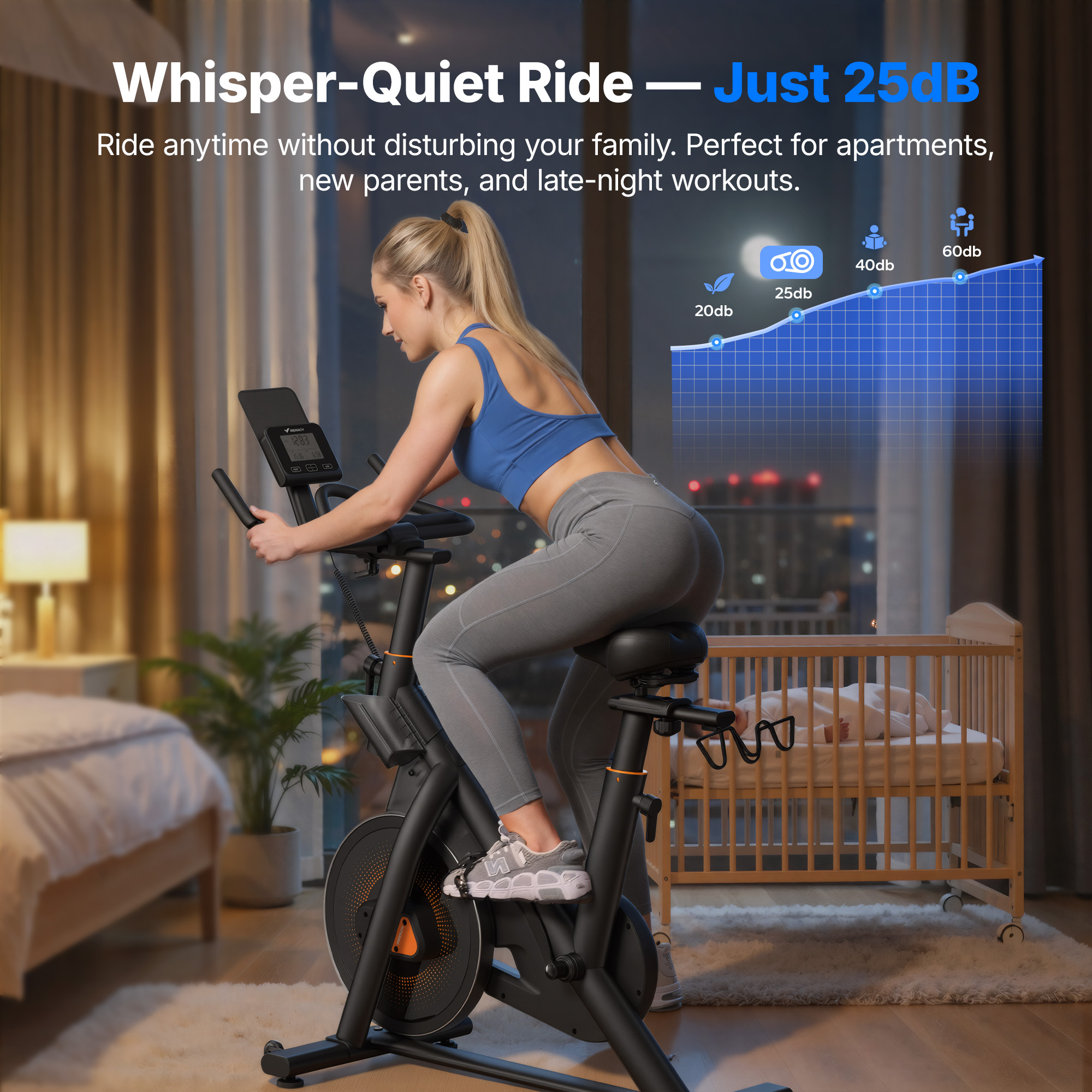 MERACH Exercise Bike for Home, 40LB Flywheel Magnetic Resistance Stationary Bike with Silent Belt Drive, Smart APP Bluetooth Connectivity, Indoor Cycling Bike for Full-Body Workout