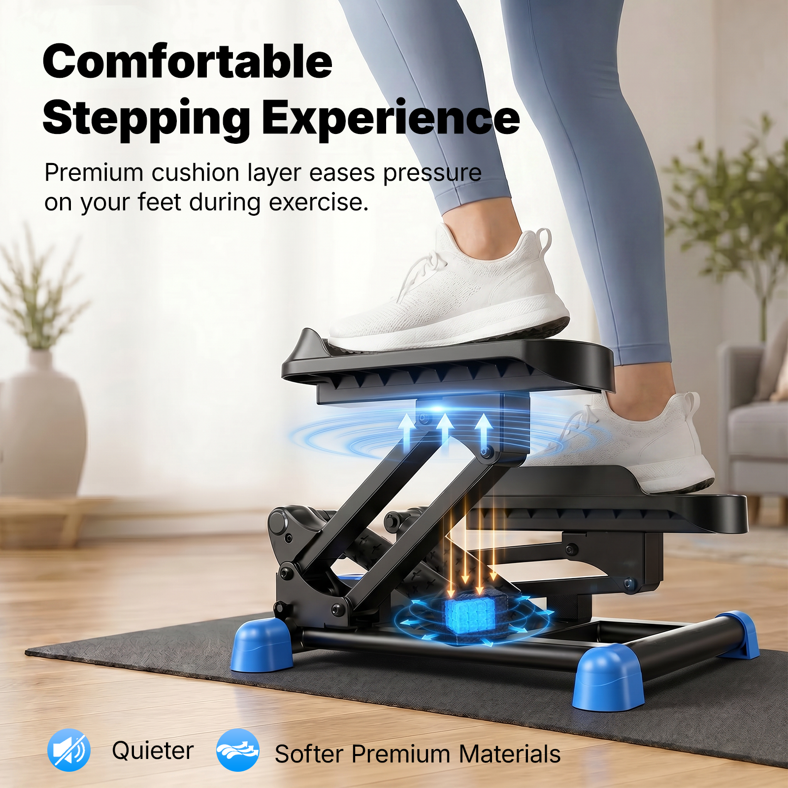MERACH 3-in-1 Mini Stepper, 330 lb Weight Capacity, Stair Step Workout Machine with Resistance Bands, Health & Fitness Power Stepper for Home Workouts