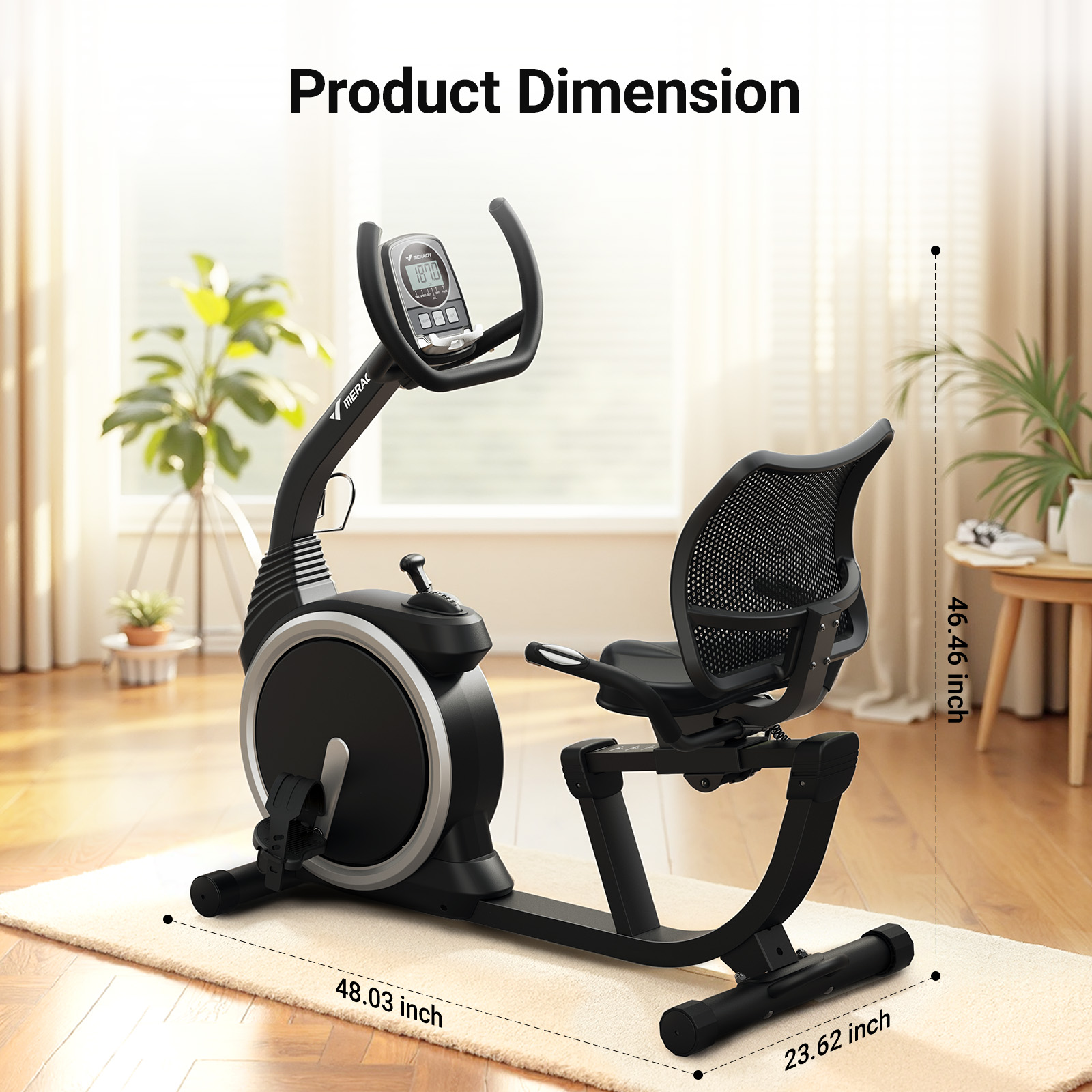 MERACH Exercise Bike, Recumbent Bike for Home Seniors Adults with Smart Bluetooth and Exclusive App, LCD, Heart Rate Handle