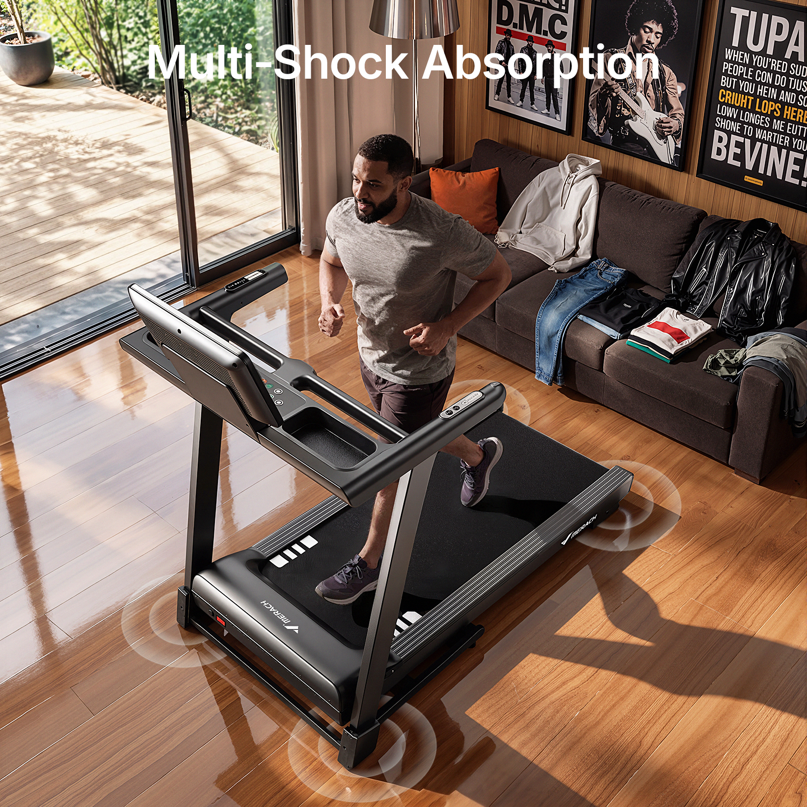 MERACH Treadmill with 15% Auto Incline, Foldable Treadmill for Home with 300lbs Capacity, 0.8-7.5MPH