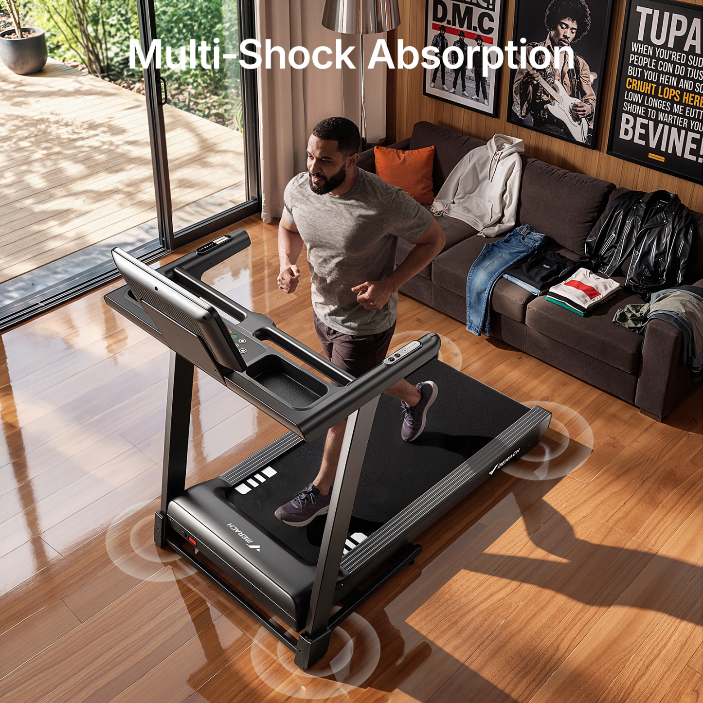 MERACH Treadmill with 15% Auto Incline, Foldable Treadmill for Home with 300lbs Capacity, 0.8-7.5MPH