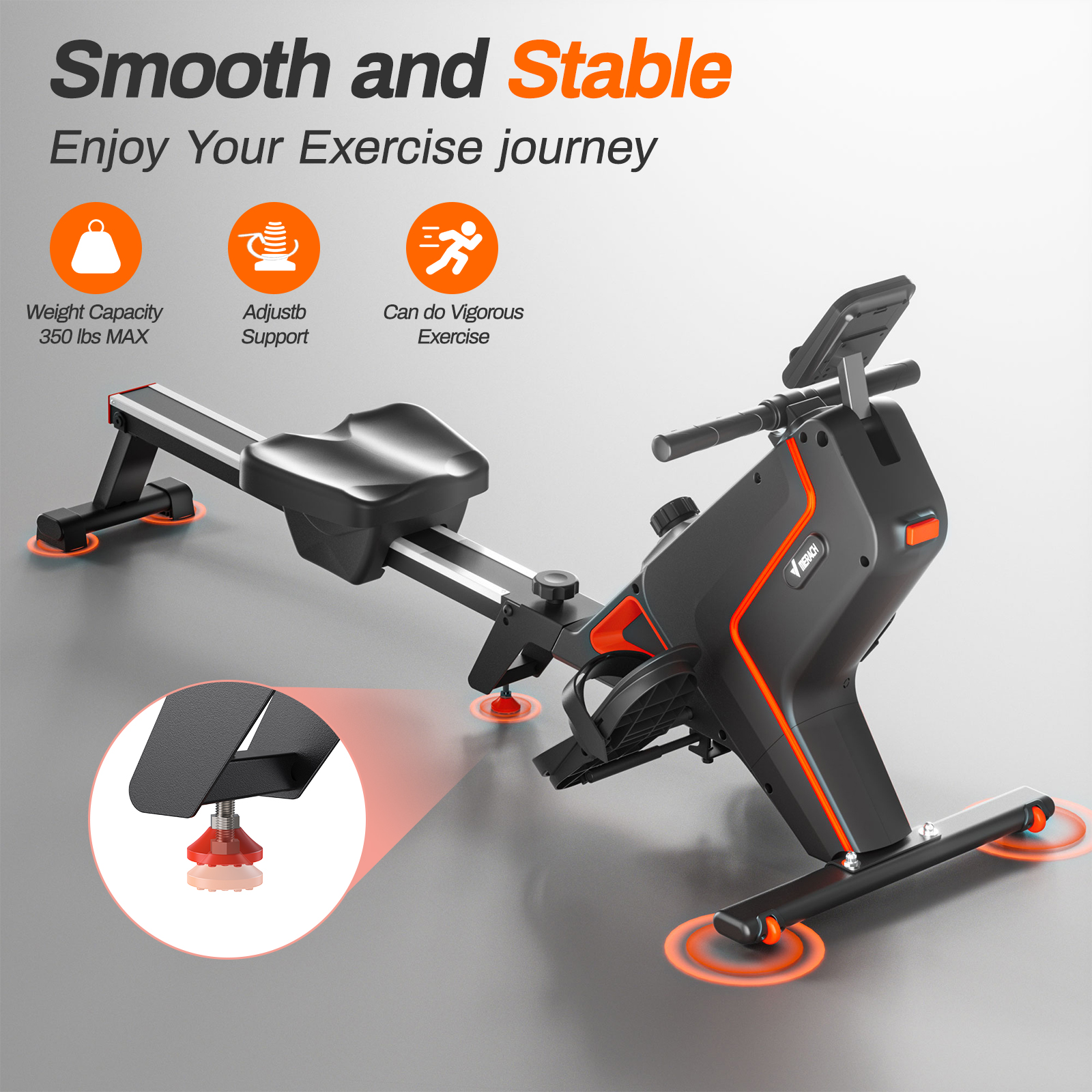 MERACH Foldable Magnetic Rowing Machine 16 Levels Resistance Quiet Rower with Bluetooth for Home Use