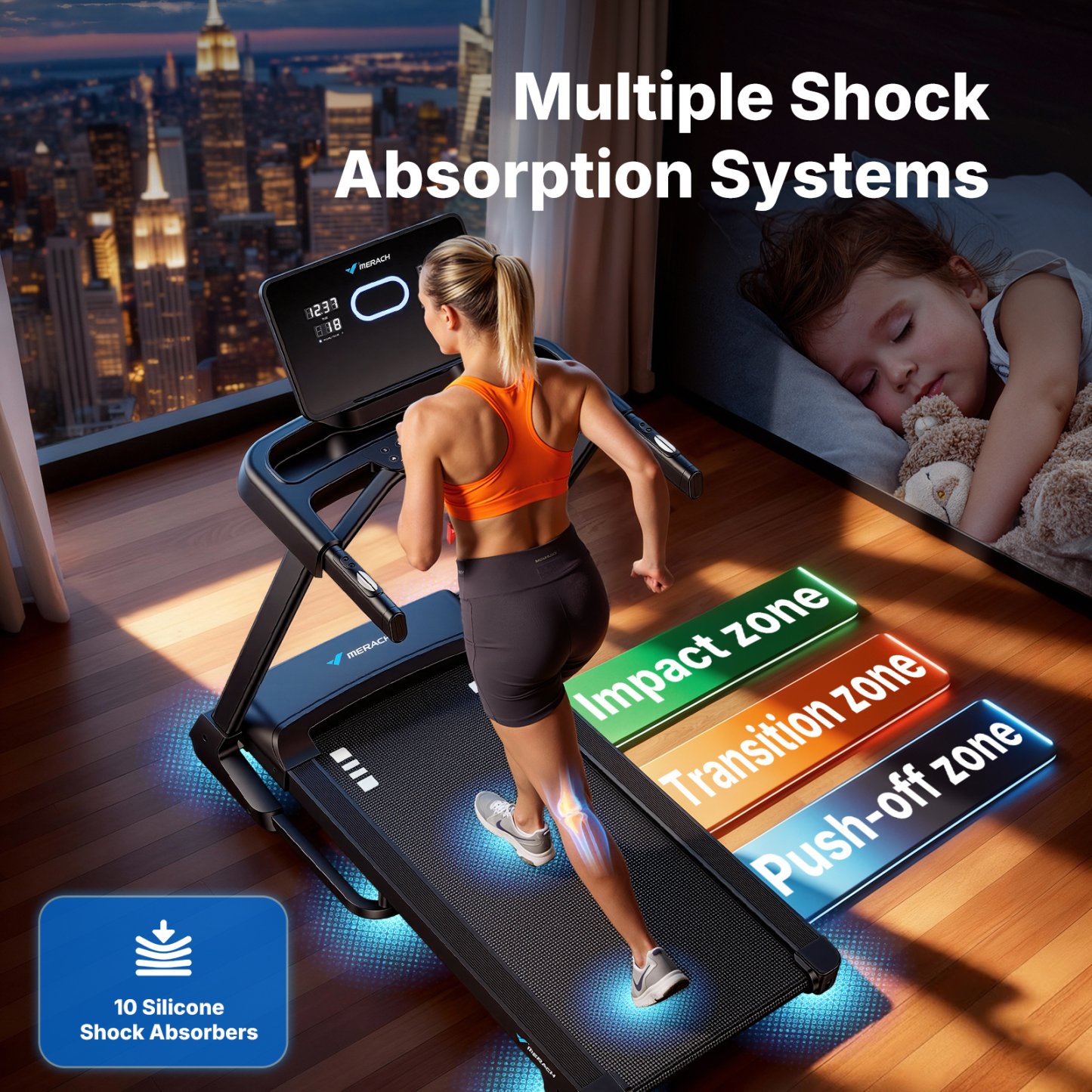 MERACH 3.5HP Treadmill with 15% Auto Incline, Folding Treadmill for Home with Bluetooth Speaker, APP, 350 lbs Capacity