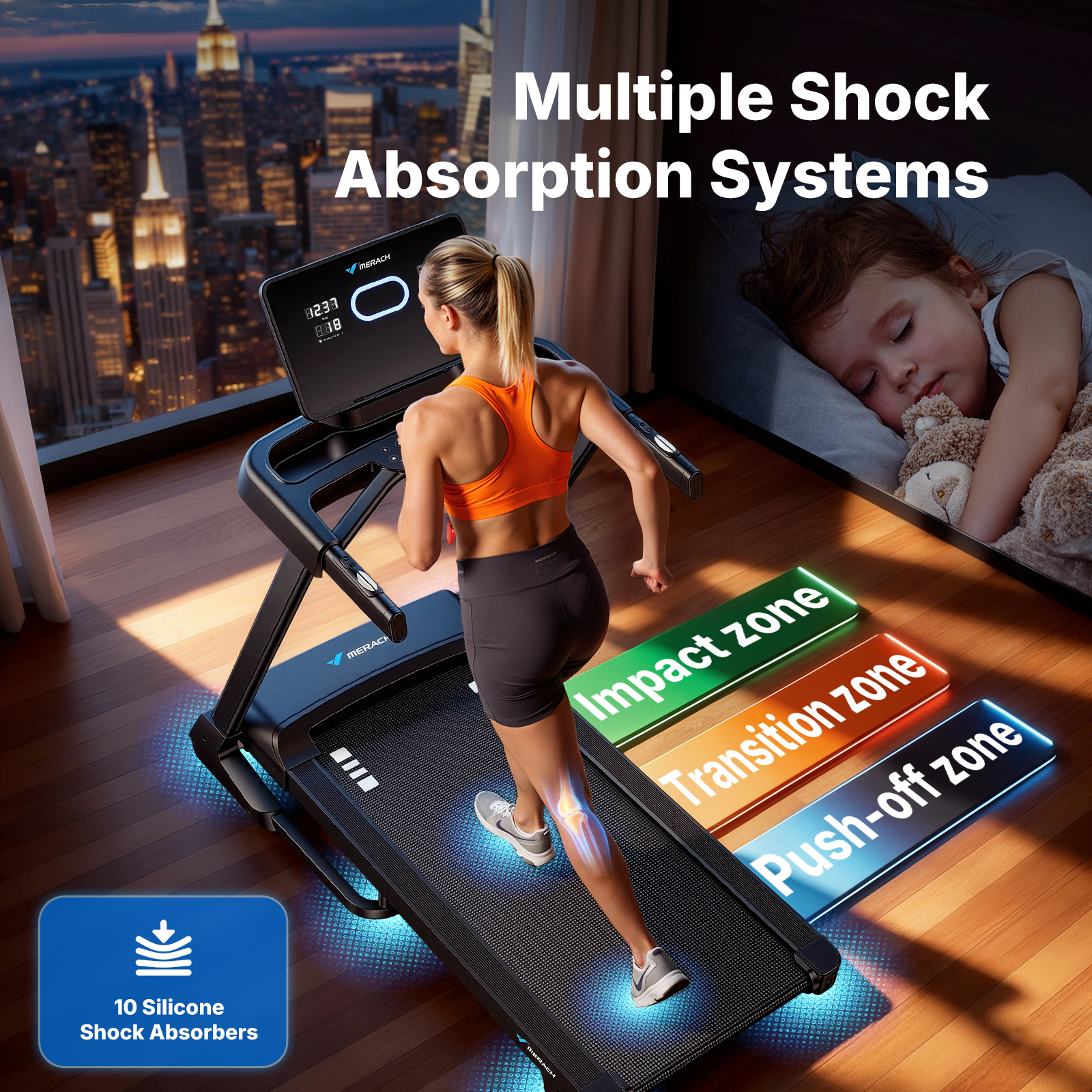 MERACH 3.5HP Treadmill with 15% Auto Incline, Folding Treadmill for Home with Bluetooth Speaker, APP, 350 lbs Capacity