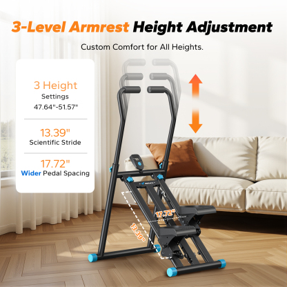 MERACH Stair Stepper, 3 Levels Resistance Adjustable Vertical Climber Machine Compact Foldable Full-Body Workout Stepper Home Cardio Exercise Equipment