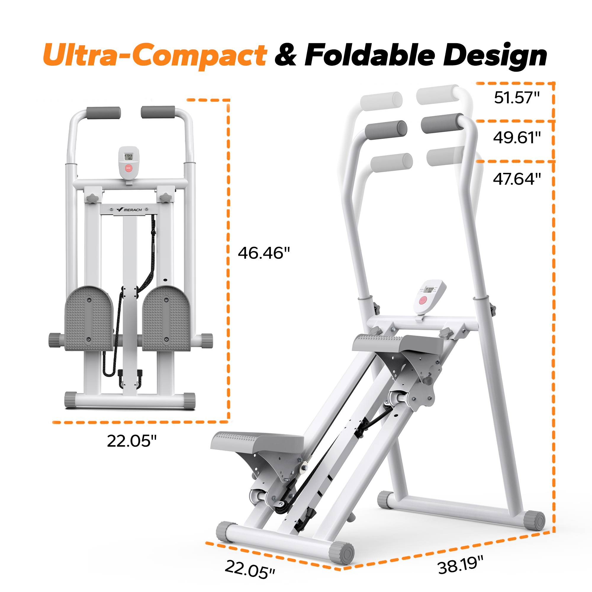 MERACH Stair Stepper, 3 Levels Resistance Adjustable Vertical Climber Machine Compact Foldable Full-Body Workout Stepper Home Cardio Exercise Equipment