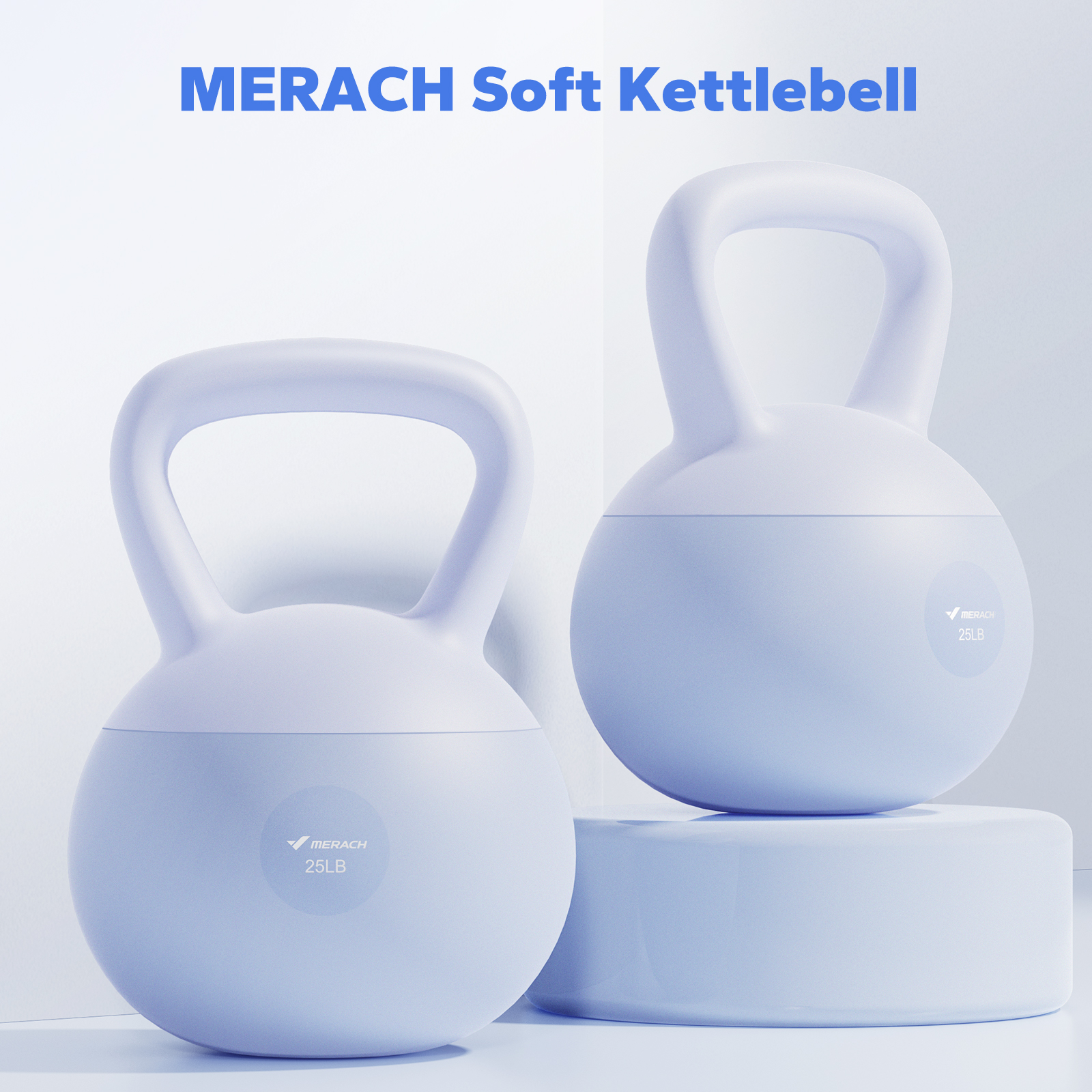 MERACH Soft Kettlebell 25lb PVC Coated Sand Filled Kettlebell with Non-Slip Handle for Home Gym, Blue