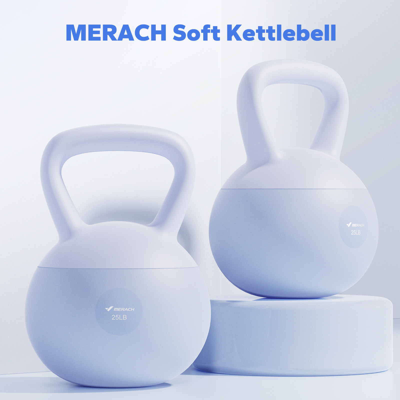 MERACH Soft Kettlebell 25lb PVC Coated Sand Filled Kettlebell with Non-Slip Handle for Home Gym, Blue
