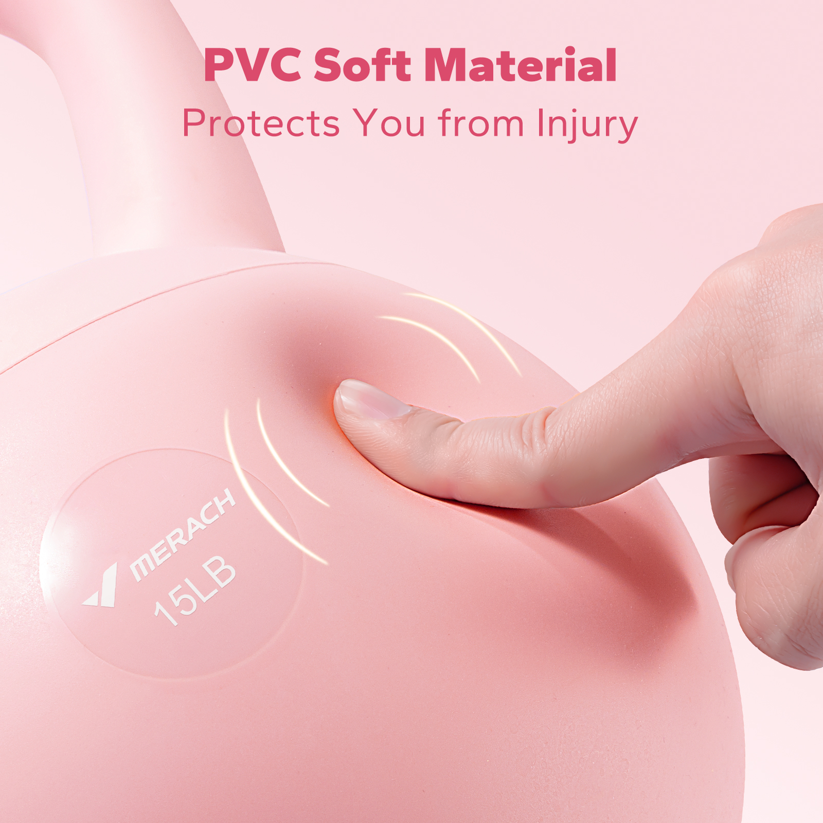MERACH Soft Kettlebell 15lb PVC Coated Sand Filled Kettlebell with Non-Slip Handle for Home Gym, Pink