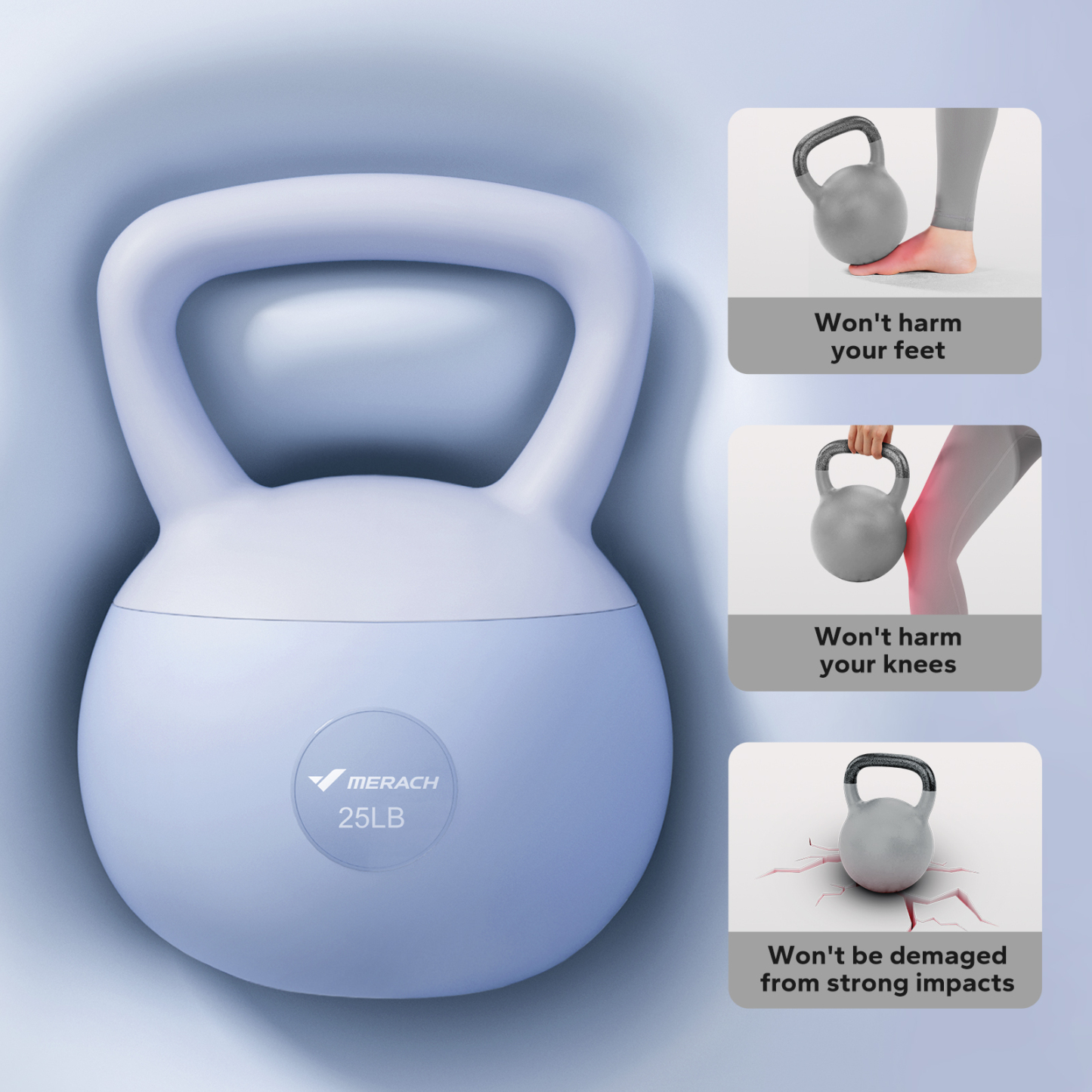 MERACH Soft Kettlebell 25lb PVC Coated Sand Filled Kettlebell with Non-Slip Handle for Home Gym, Blue