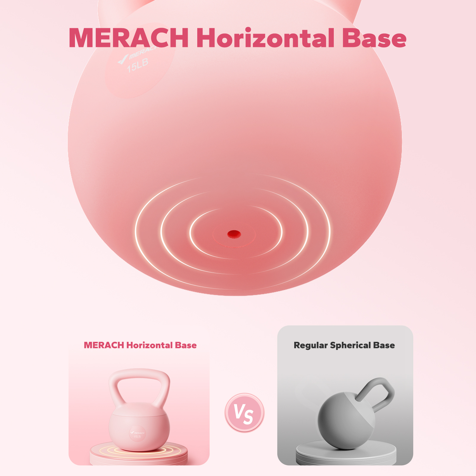 MERACH Soft Kettlebell 15lb PVC Coated Sand Filled Kettlebell with Non-Slip Handle for Home Gym, Pink