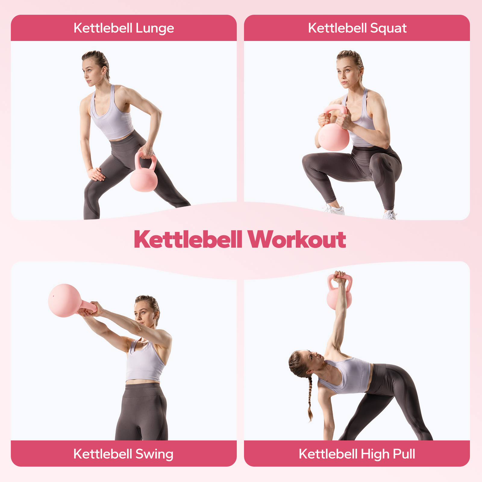 MERACH Soft Kettlebell 15lb PVC Coated Sand Filled Kettlebell with Non-Slip Handle for Home Gym, Pink