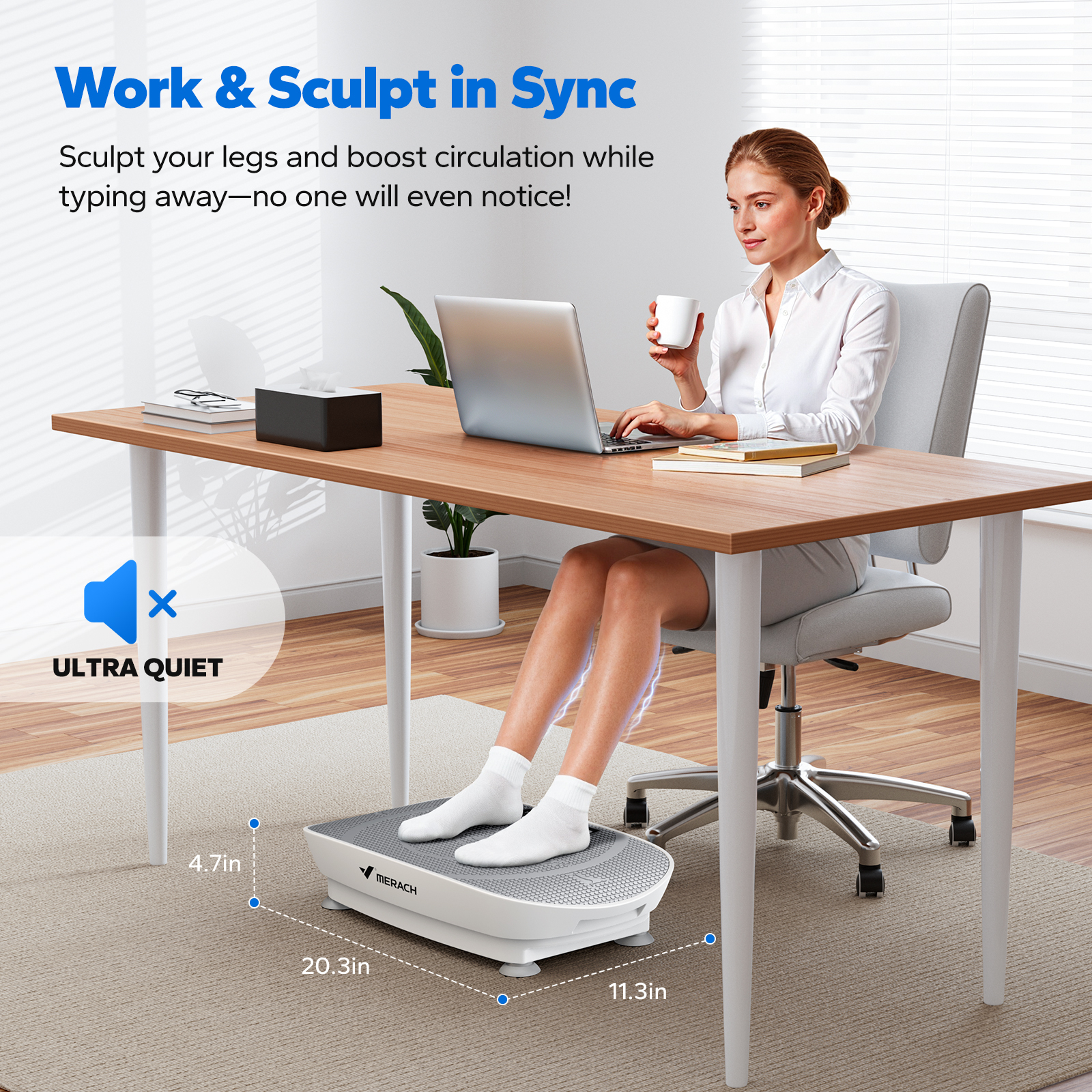 MERACH Compact Vibration Plate Exercise Machine, Mini Whole Body Vibrating Muscle Toner with Remote Control