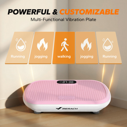 MERACH Vibration Plate Pro - 440 lbs Support, Enhanced Width & Motor, Bluetooth Sync, Silicone Pedals, Intense Fat Burning, Auto Start/Stop, Home Gym Equipment