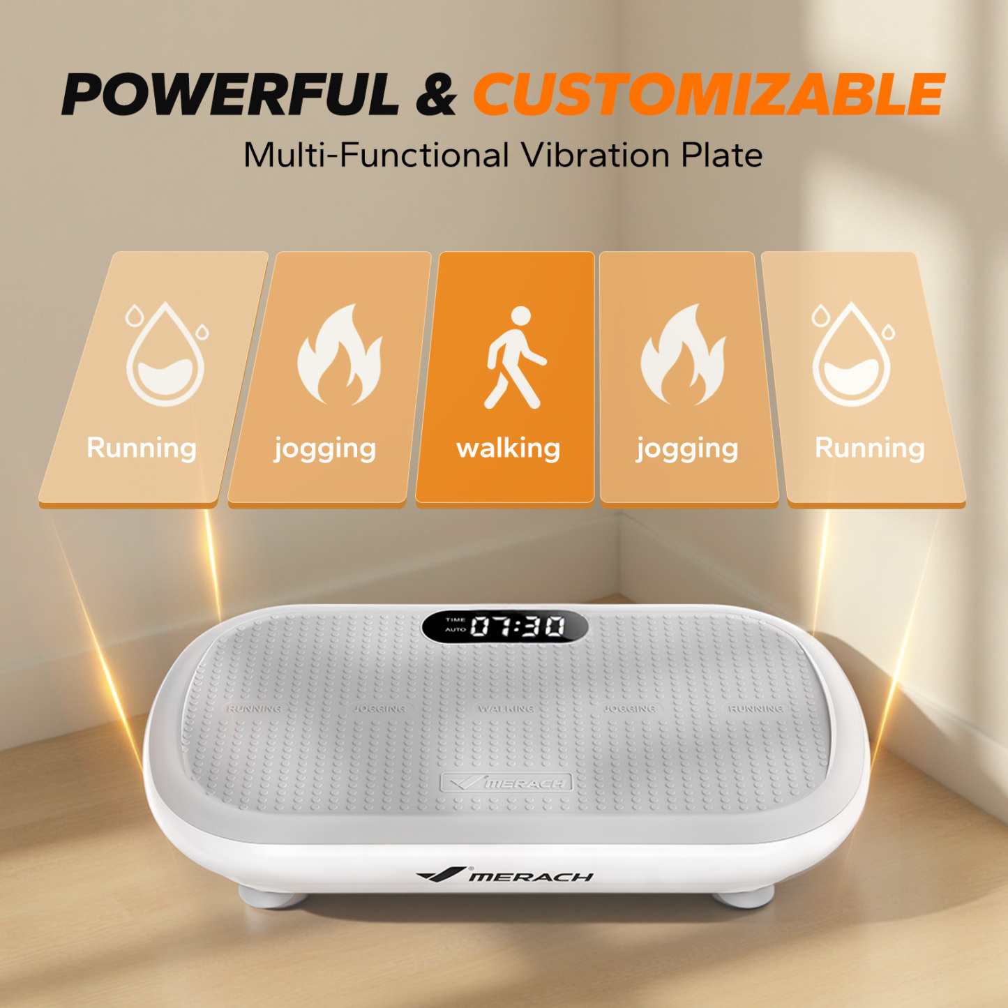 MERACH Vibration Plate Pro - 440 lbs Support, Enhanced Width & Motor, Bluetooth Sync, Silicone Pedals, Intense Fat Burning, Auto Start/Stop, Home Gym Equipment