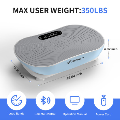 MERACH Vibration Plate Exercise Machine with LED Touch Screen, 99 Speed Levels, Bluetooth & Resistance Bands, Full Body Workout Platform for Home Fitness Training