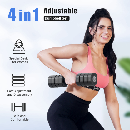 MERACH 8.8 lbs Adjustable Dumbbells Set of 2, 4-in-1 Free Weights for Women, Hand Weights for Home Gym, Black