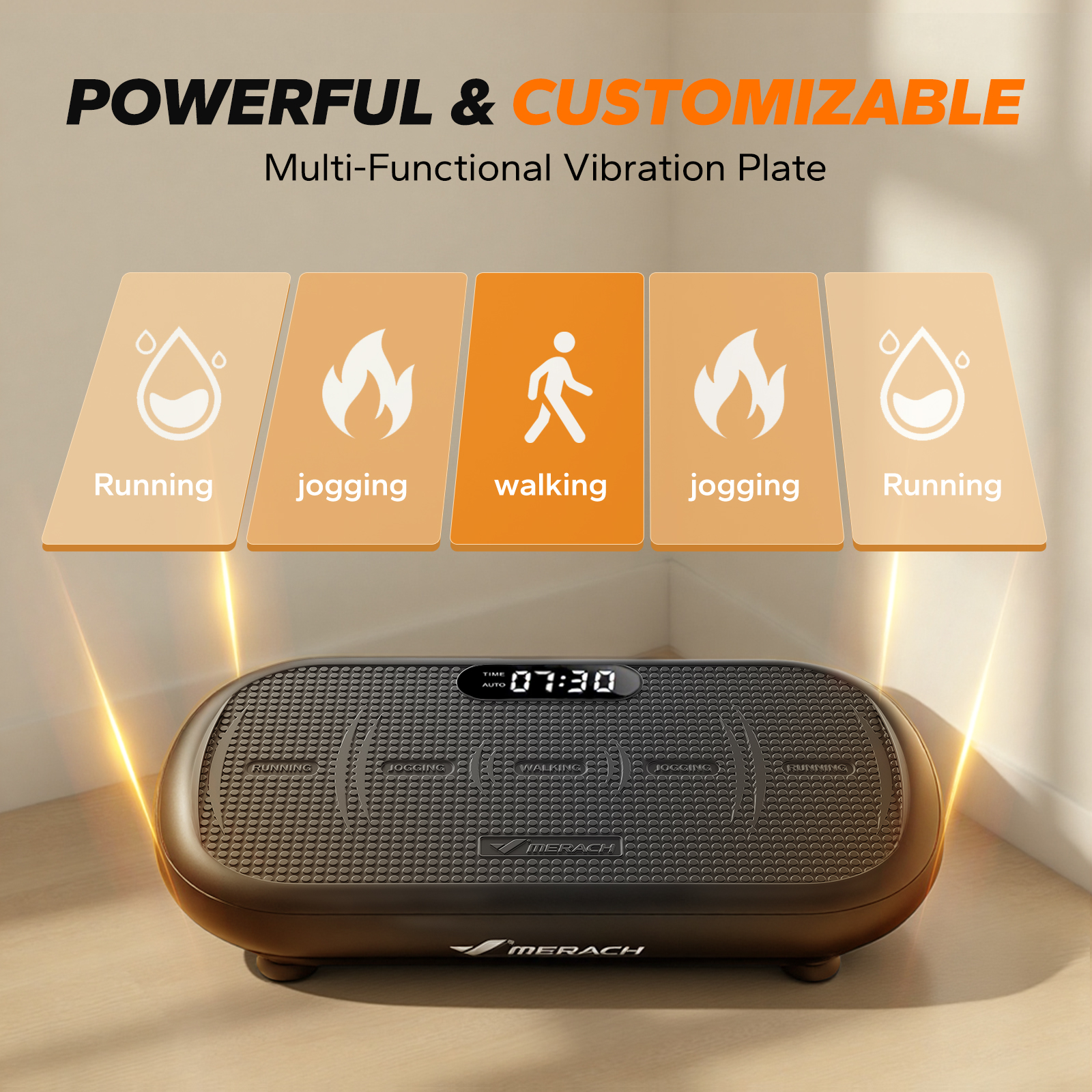 MERACH Vibration Plate Pro - 440 lbs Support, Enhanced Width & Motor, Bluetooth Sync, Silicone Pedals, Intense Fat Burning, Auto Start/Stop, Home Gym Equipment