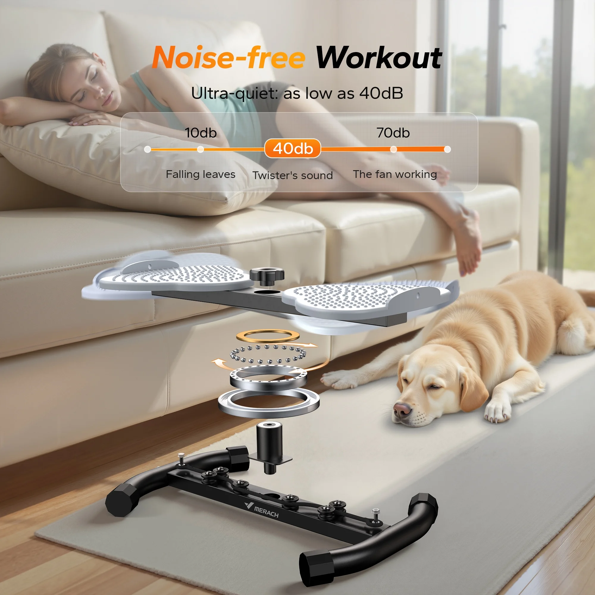 MERACH Slim Waist Twister - 300 lbs Silent Ab Toner Machine for Women, Core Workout Board, Home Gym Equipment for Hourglass Figure & Love Handle Reduction