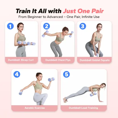 MERACH 4-in-1 Adjustable Dumbbells, 2-Pack, Each 2.2/4.4/6.6/8.8 lbs, Hand Weights for Women, for Home Fitness Training, Blue