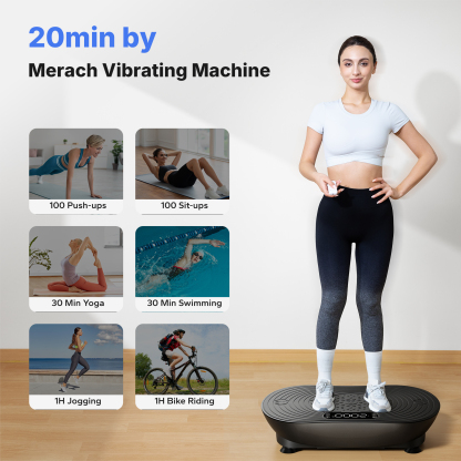 MERACH Vibration Plate Exercise Machine with LED Touch Screen, 99 Speed Levels, Bluetooth & Resistance Bands, Full Body Workout Platform for Home Fitness Training