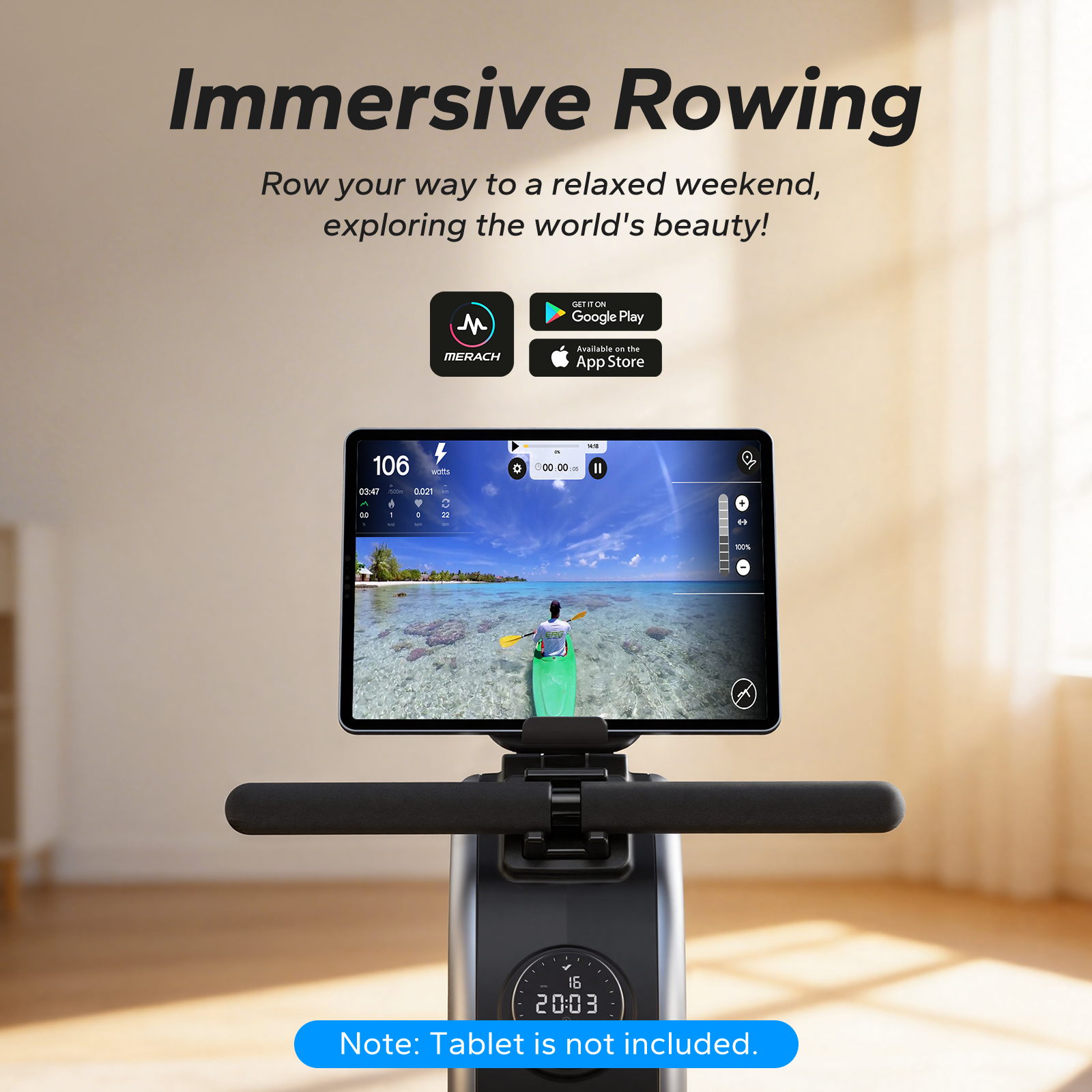 MERACH Rower Machine Bluetooth 16 levels Quiet Magnetic Smart Auto Resistance Rower for Home Use