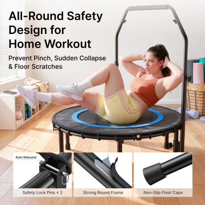 MERACH 40" Mini Trampoline with Bar, Fitness Rebounder with Bungees for Adults, 330 lbs Capacity