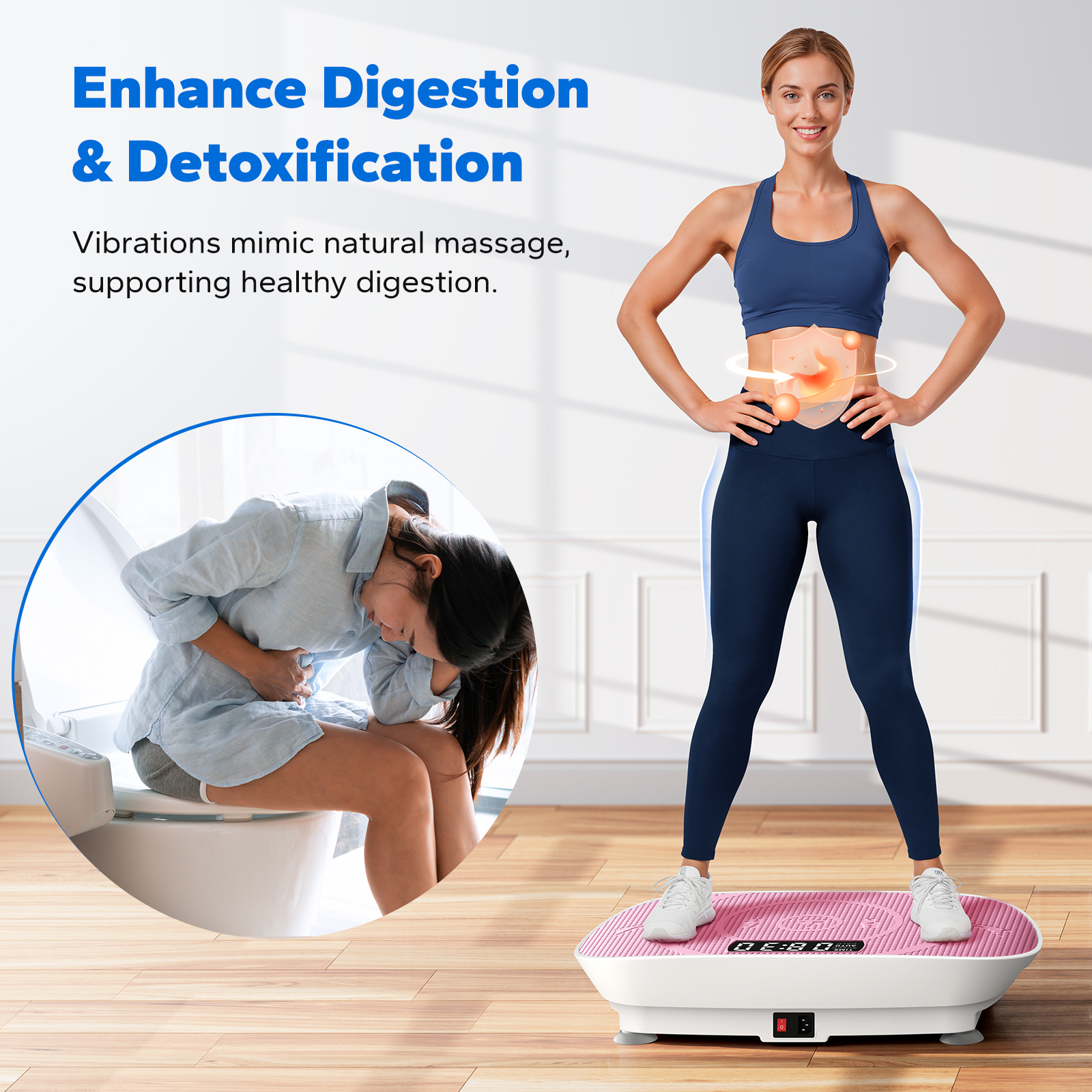 MERACH Compact Vibrating Plate Muscle Toner, Whole Body Vibration Plate Exercise Machine with Remote Control