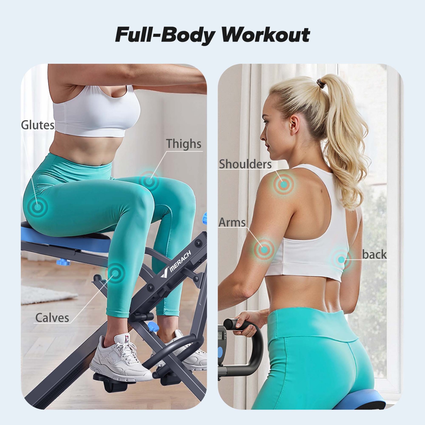 MERACH Squat Machine, Foldable Exercise Equipment with 4-Level Resistance & Device Holder, Home Gym Machine for Arm, Glute & Leg Workout
