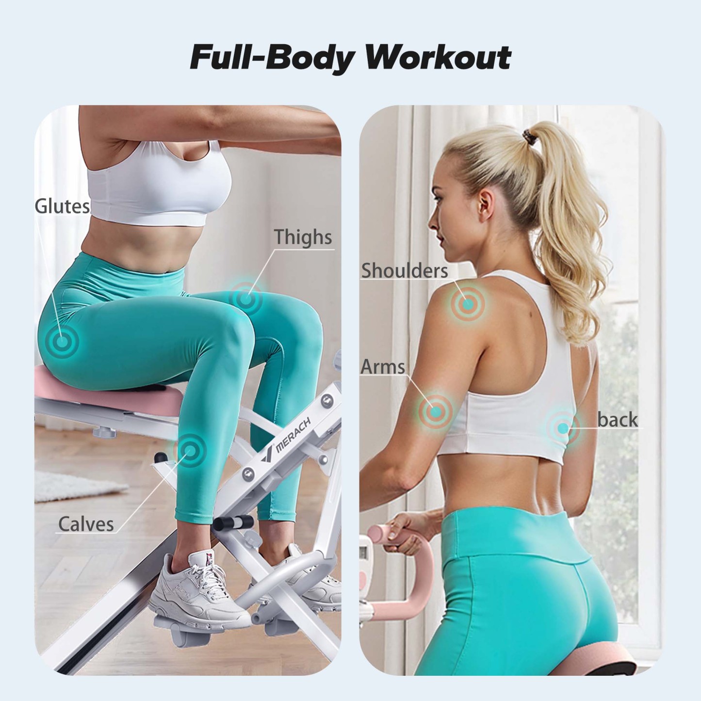 MERACH Squat Machine with 4-Level Resistance, Adjustable Home Gym Upright Rower for Glutes, Legs & Full Body Workout, Includes Device Holder