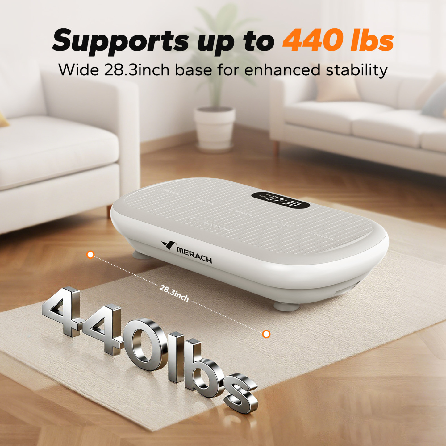 MERACH Vibration Plate Pro - 440 lbs Support, Enhanced Width & Motor, Bluetooth Sync, Silicone Pedals, Intense Fat Burning, Auto Start/Stop, Home Gym Equipment