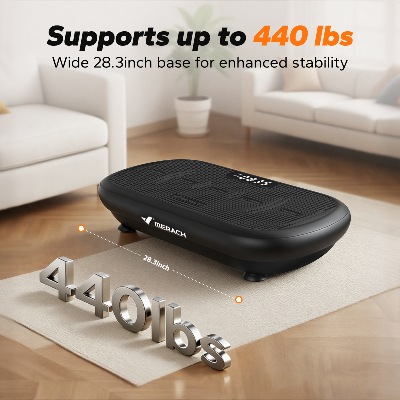 MERACH Vibration Plate Pro - 440 lbs Support, Enhanced Width & Motor, Bluetooth Sync, Silicone Pedals, Intense Fat Burning, Auto Start/Stop, Home Gym Equipment