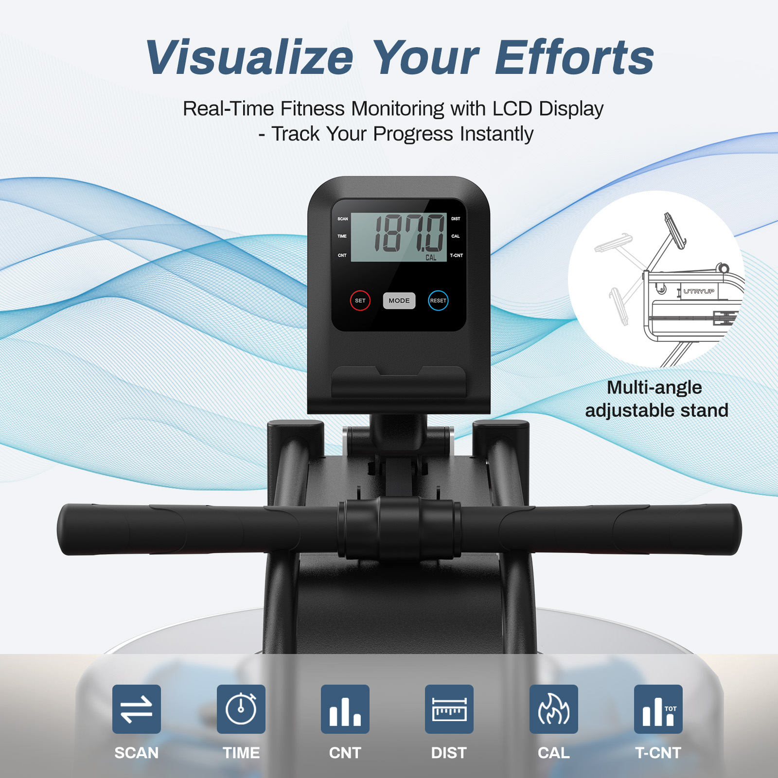 MERACH Water Rowing Machine for Home Use 350 lbs Weight Capacity with LCD Monitor